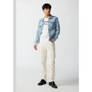 BDG Patchwork Stars Raw Hem Sneaker Stack Fit Jeans Ivory‎ Mens 28Wx33L NEW